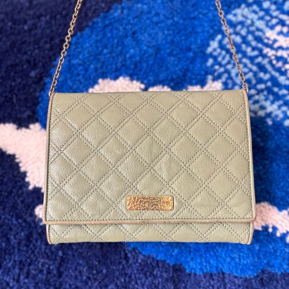 MARC JACOBS-Rust Quilted Leather Flap Chain Clutch